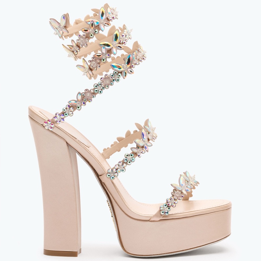 René Caovilla Eden 140mm Crystal Platform Sandals – Size 39